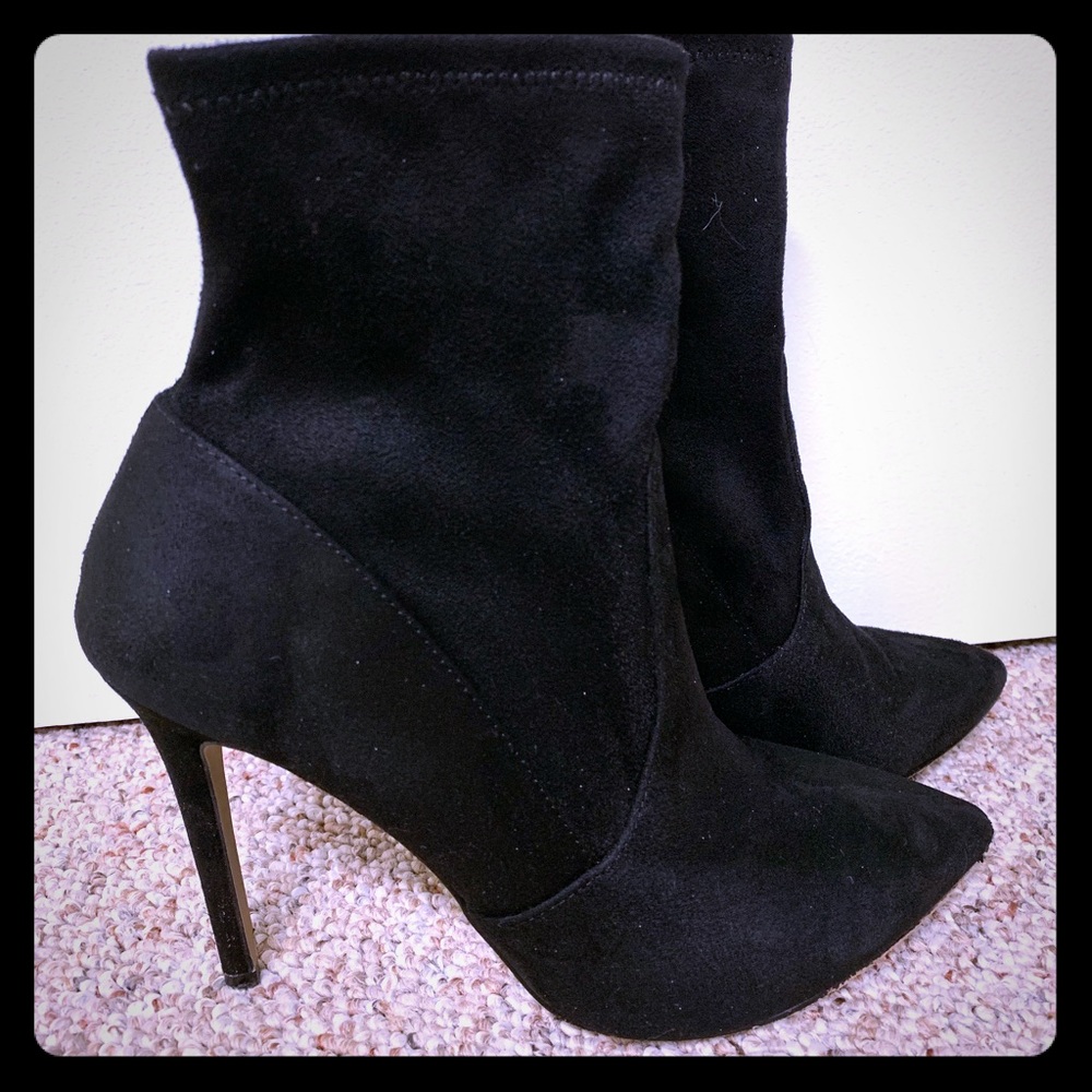 Black Stiletto Sock Booties - Size 8